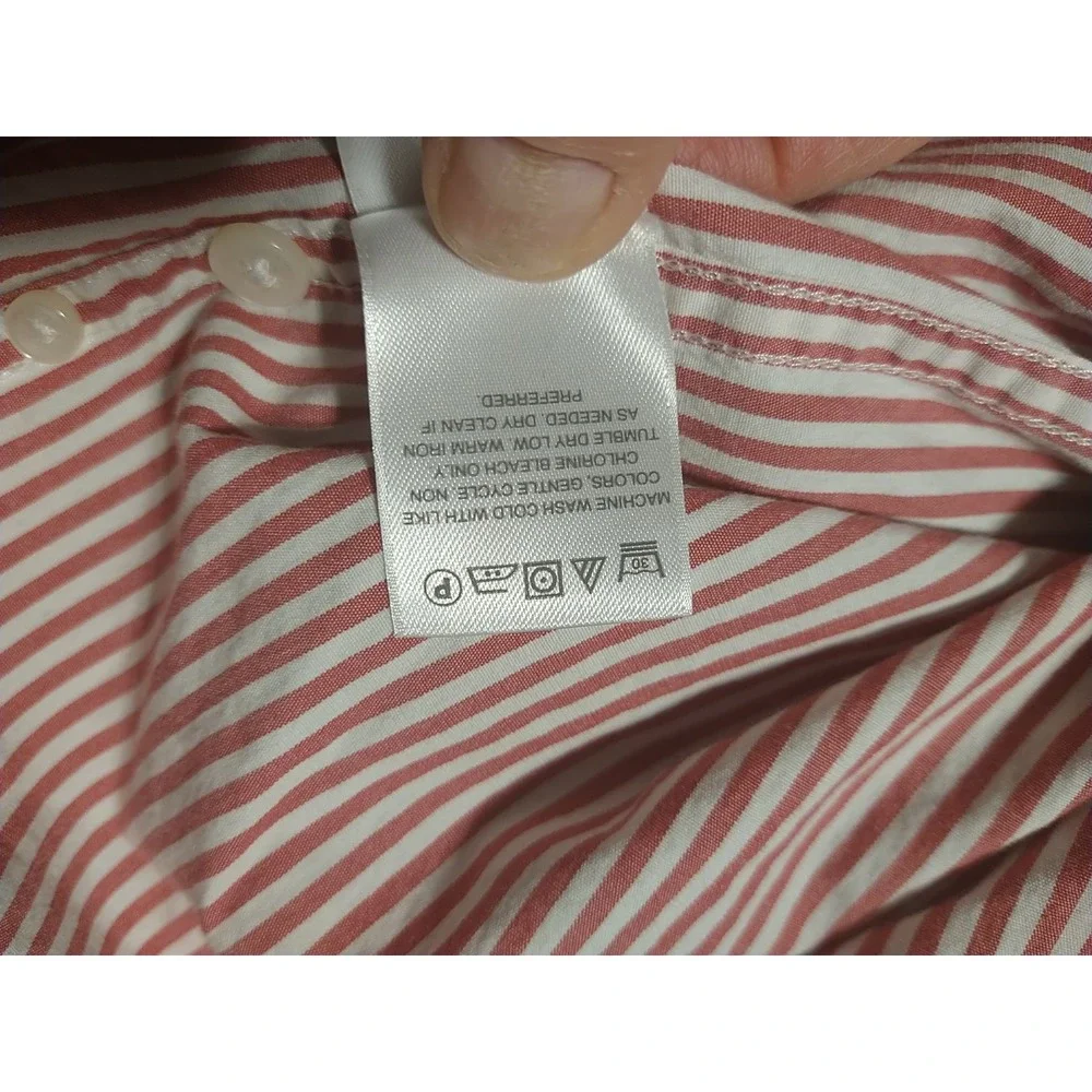 J. Crew Shirt Men M Red Stripe Stretch Slim Preppy‎ Button Up Long Sleeve Office